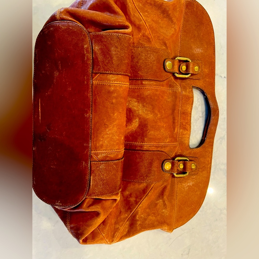 Top handle leather bag. joes jeans